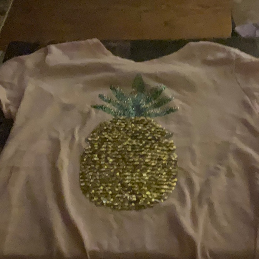 Summer pink pineapple sequins shirt 10/12